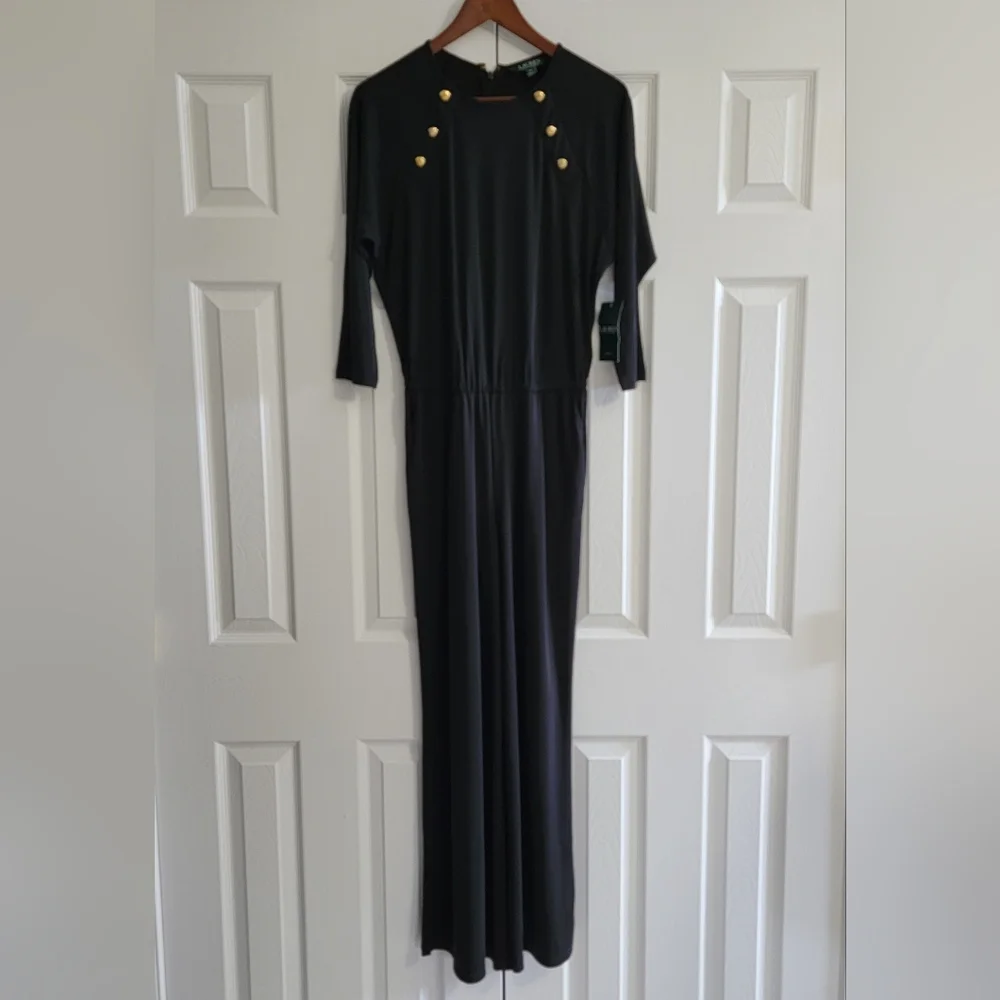 Lauren Ralph Lauren Jumpsuit Romper, Black, Women's Size Petite Medium - Picture 2 of 8